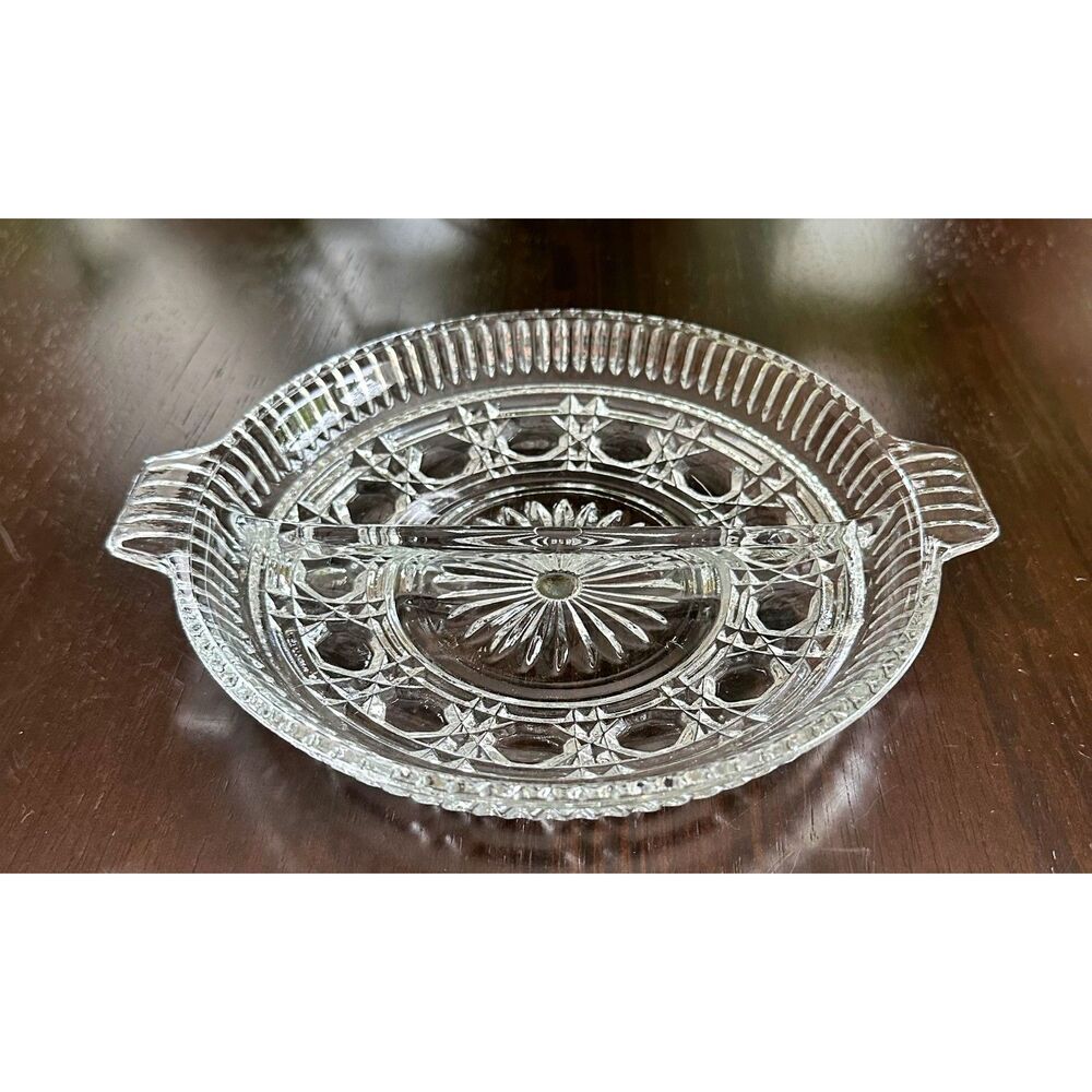 Vtg Federal Glass Company Windsor Divided Relish Dish Mid-Century Early American